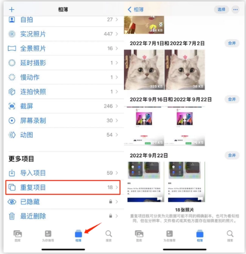 信丰苹果手机维修分享iOS 16 中相册重复项目功能使用方法 